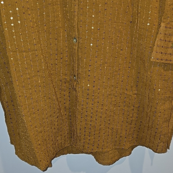 Colleen Lopez Brown Casual Button Down Shirt Relaxed Fit - Picture 3 of 6